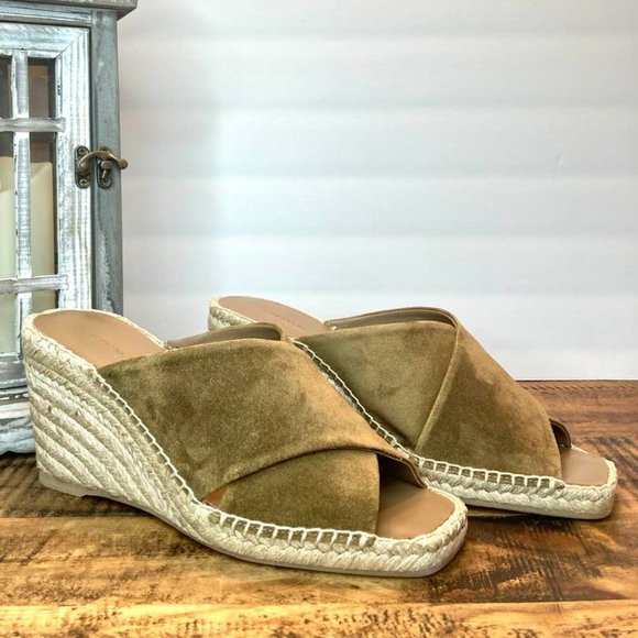 Vince Gaelan Suede Wedge Espadrille Sandals, Brown 8M - Picture 12 of 14